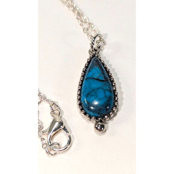 Roman Turquoise Teardrop Pendant Necklace - Picture 4 of 7